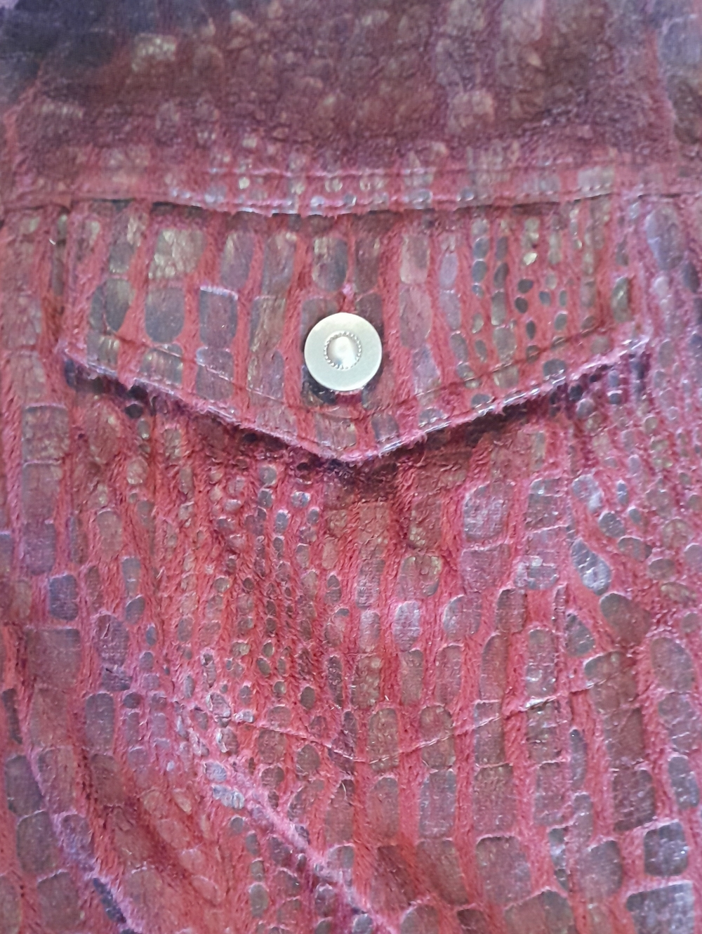 Ruby Rd. Women's Burgundy Snake Print Zip-Front Jacket, 16W - Picture 3 of 11